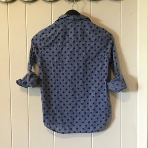 JCrew Blue polka dot pullover collar shirt size S